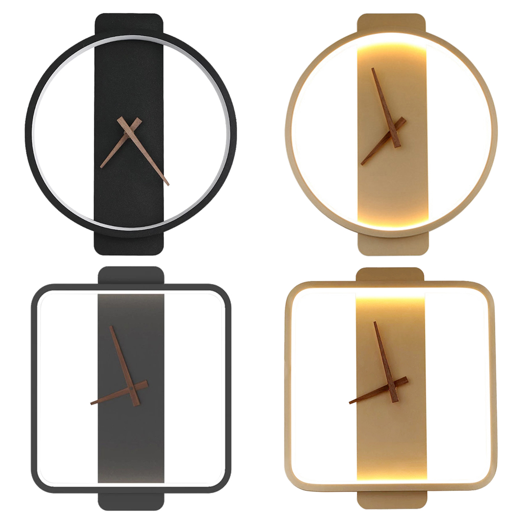 Minimalist Silent Wall Clock LED Lamp Living Room Household Home Ornaments