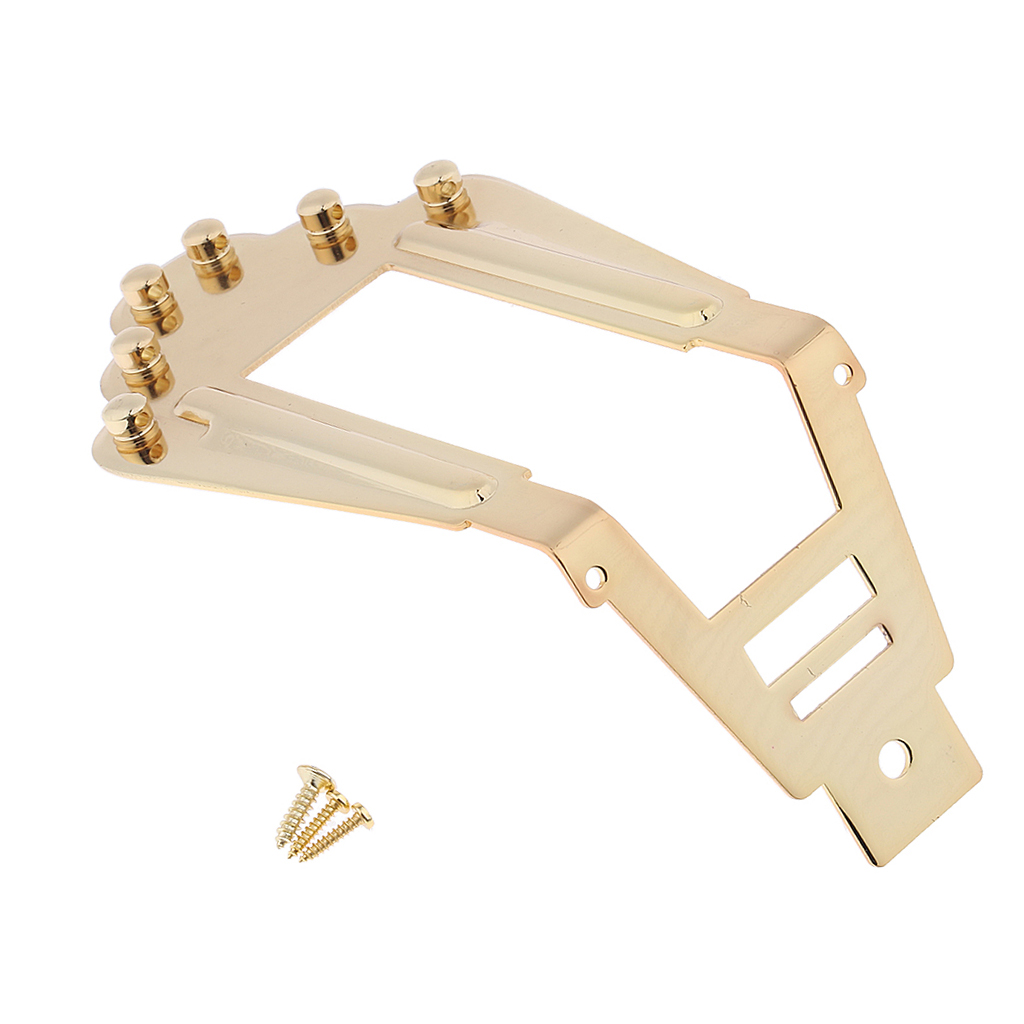 Tooyful 6 String Guitar Tailpiece Bridge for Archtop Jazz Guitar Replacement Parts Golden