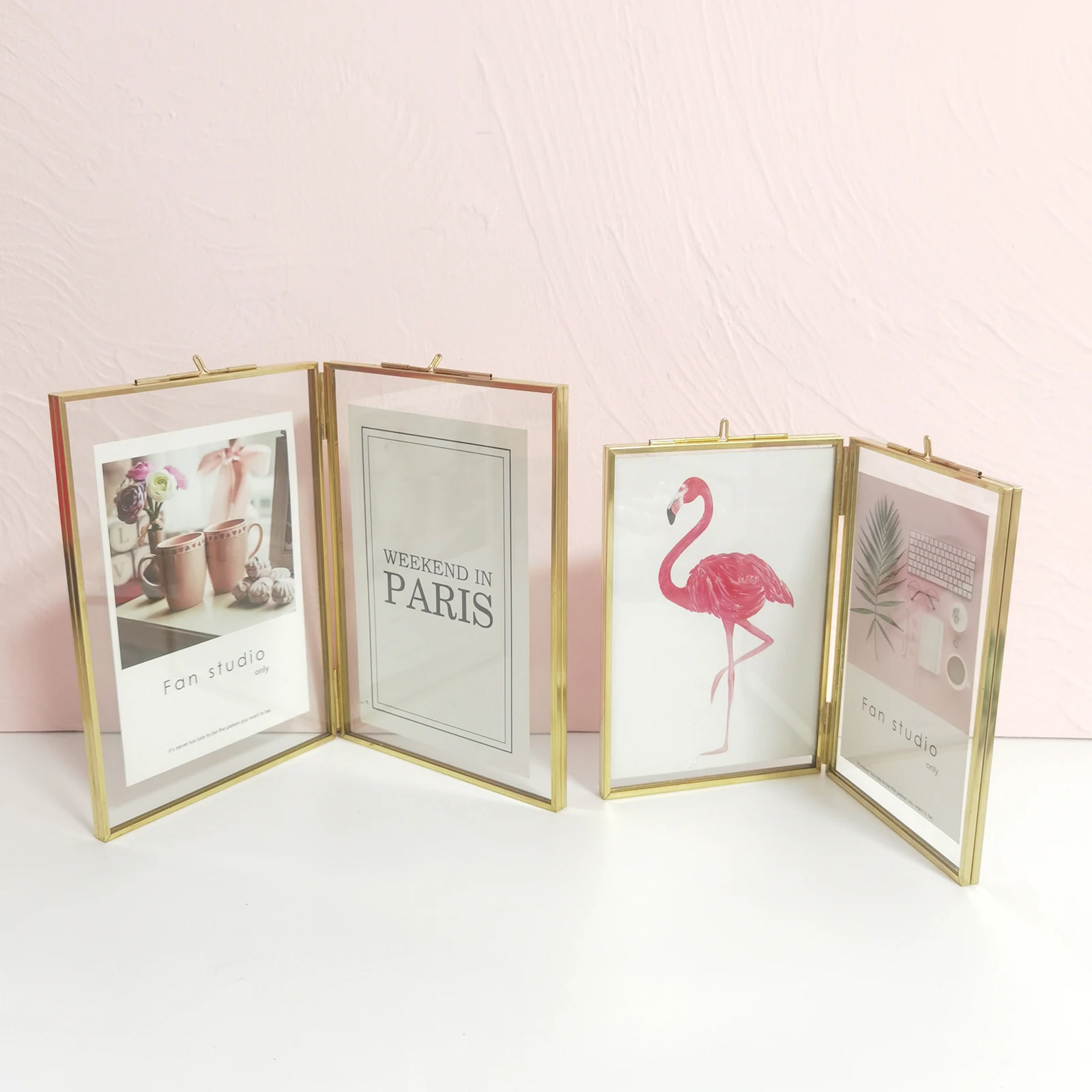 Gold Rectangle Picture Frame Two Sided Photo Frames Display Home Decor