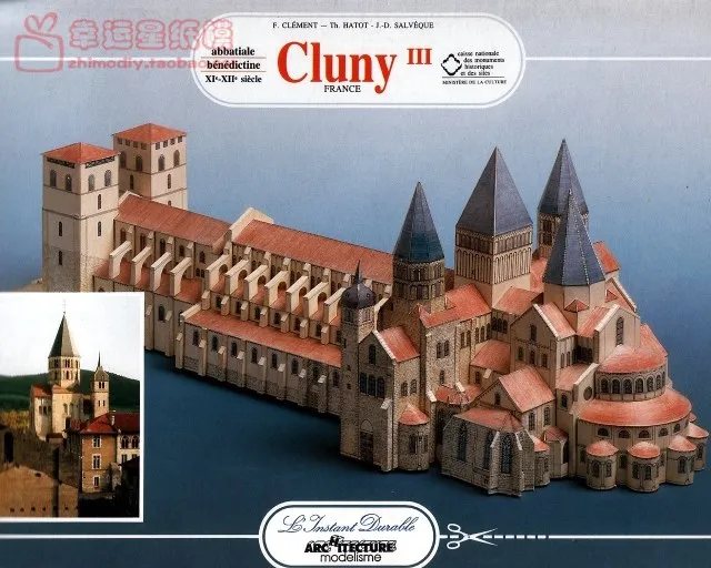 Clooney mosteiro edifício 3d modelo de papel diy manual