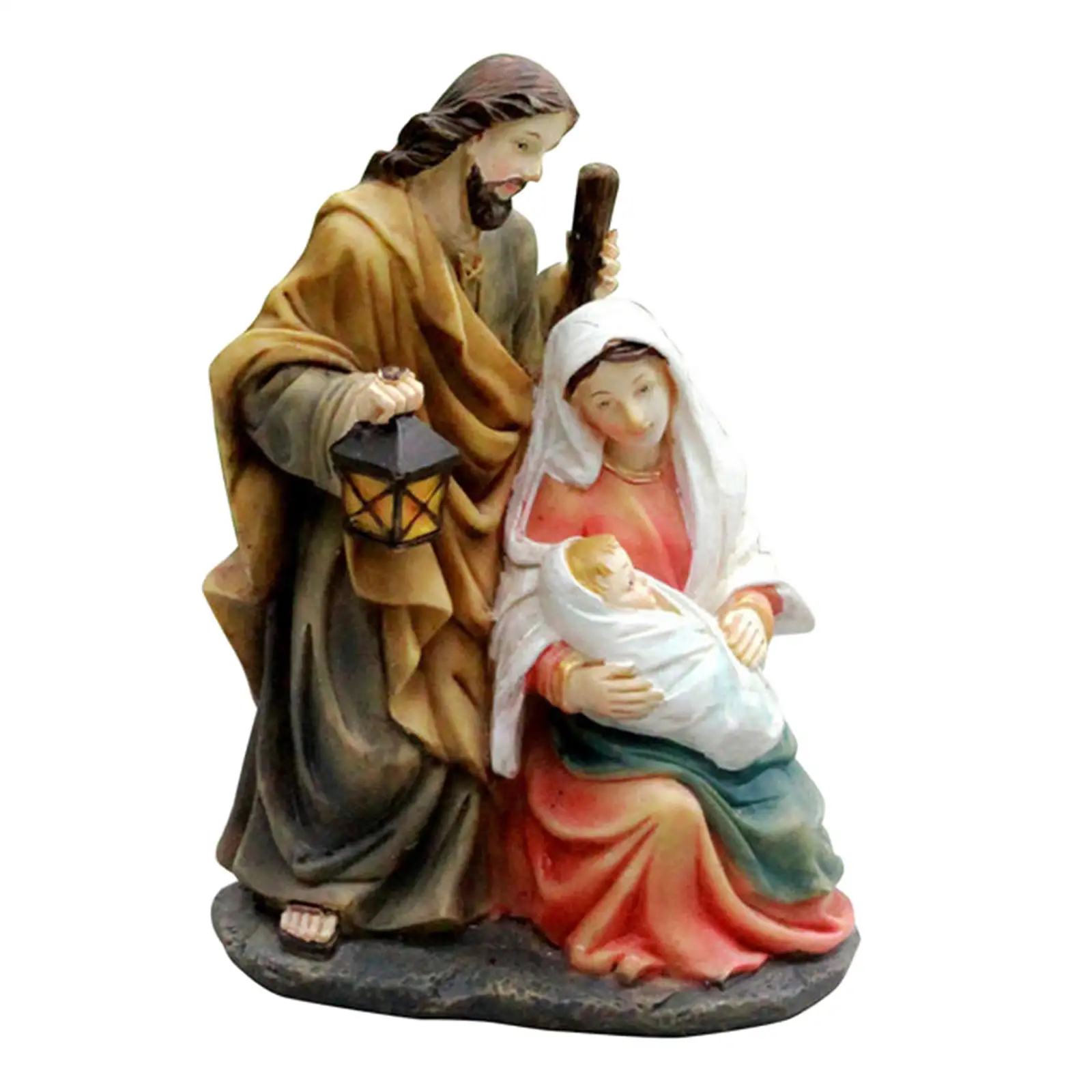 2x Holy Family Nativity Resin Statue for Living Room Home Church Desktop