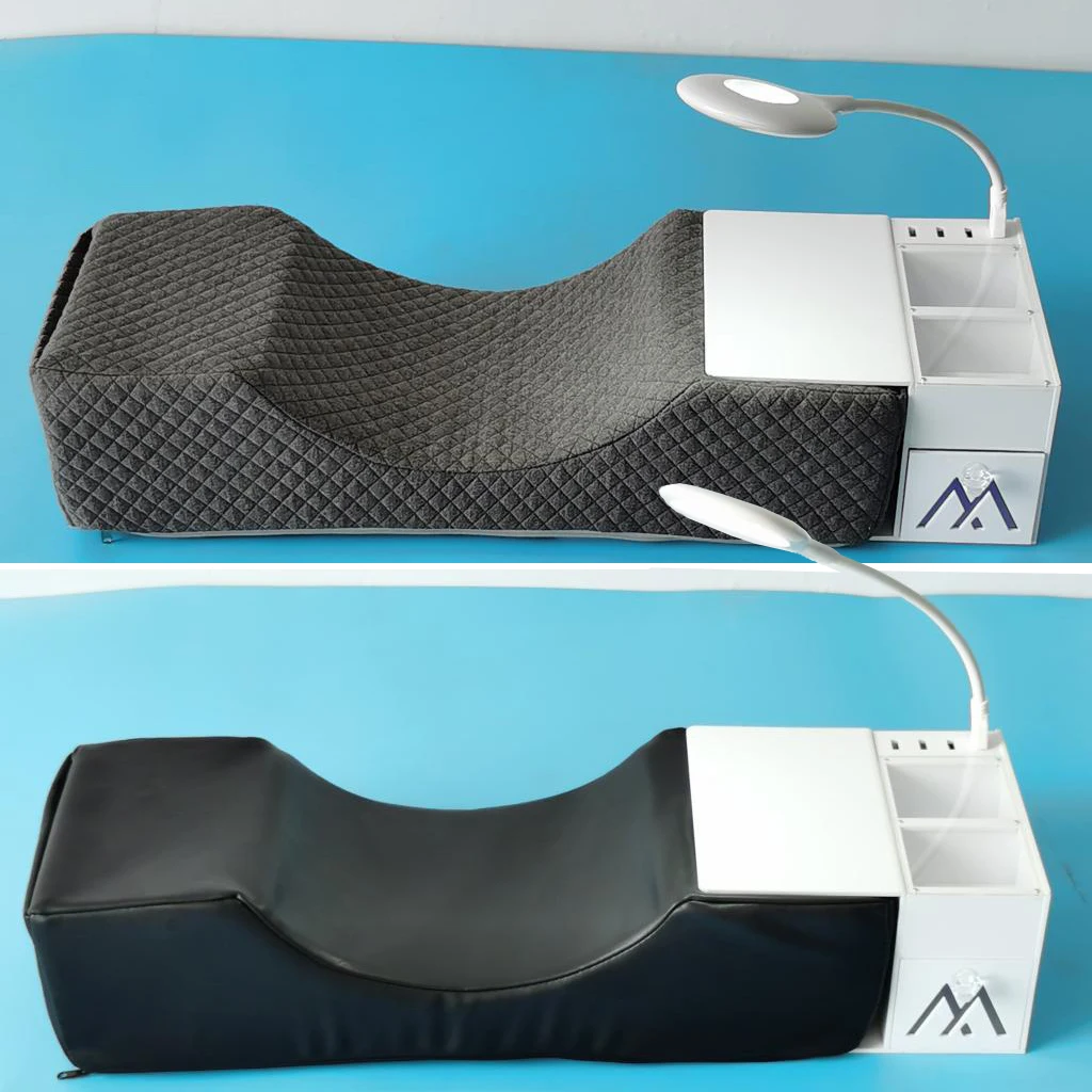 Eyelash Extension Pillow Foam Lash Grafting Headrest Neck Support w/ Shelf&Light