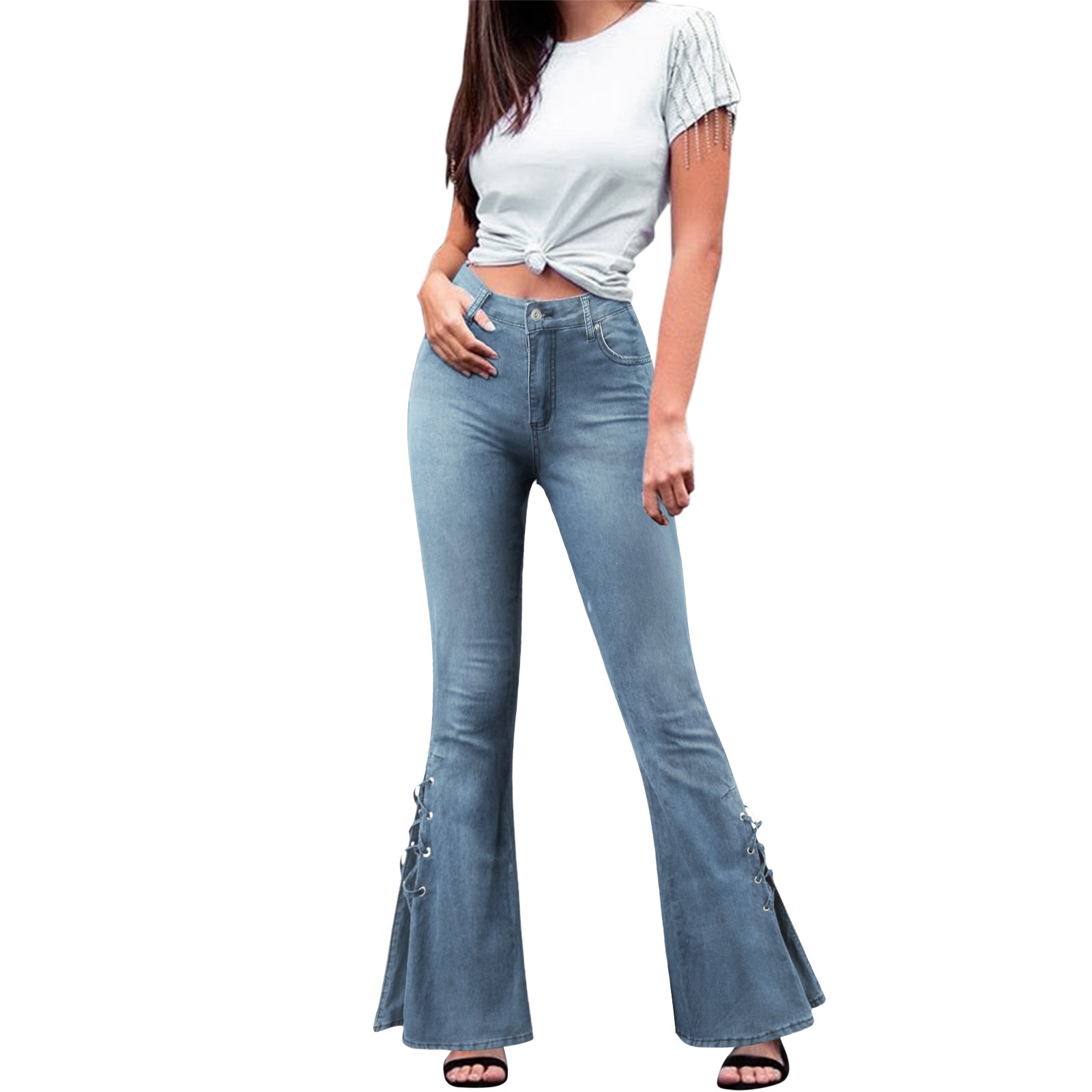 bota arco, calça com renda, calça jeans