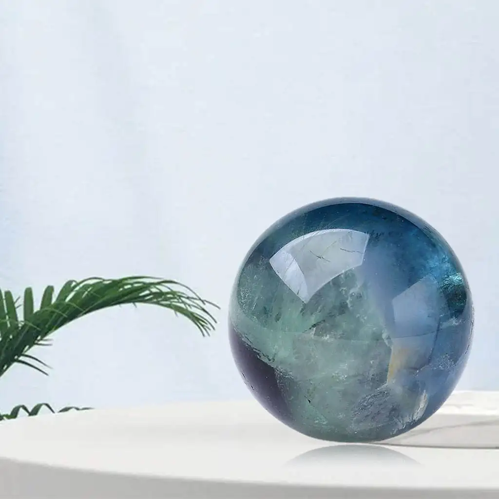 Crystal Ball Natural Highly Protective Ornamental Stone Energy Decoration Accessories GEM Fluorite Sphere Quartz for Meditation