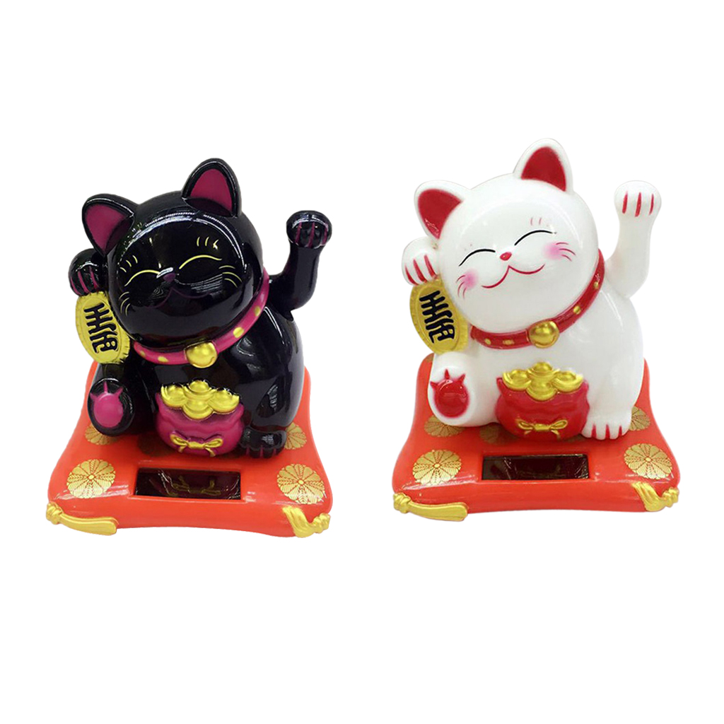 Swing Hand Figure Doll Toy, Maneki Neko Model Figures for Kids, Car Solar Ornament Home Decor
