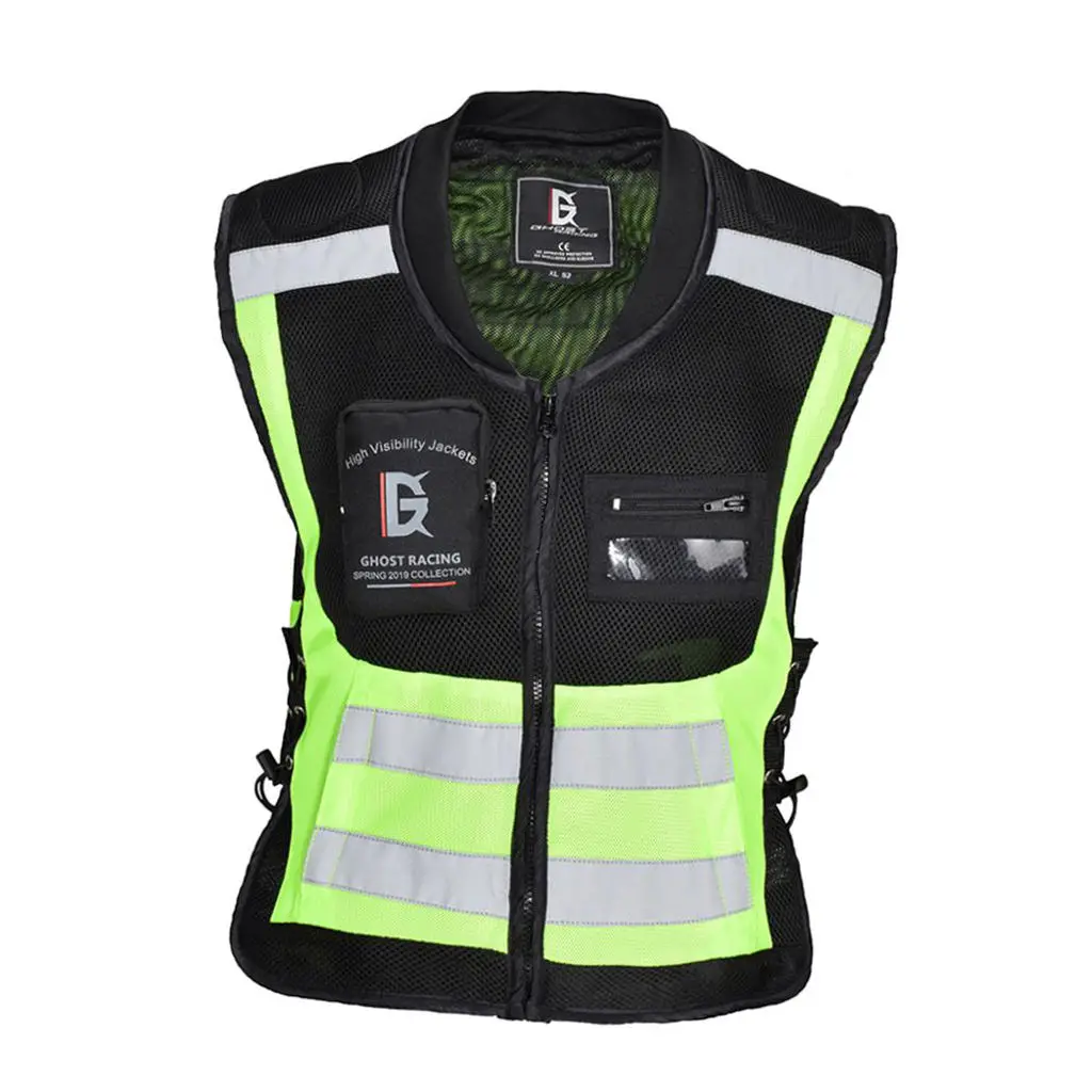 Hi-Vis Reflective Motorcycle Vest Adjustable Waistcoat Commuting Jacket