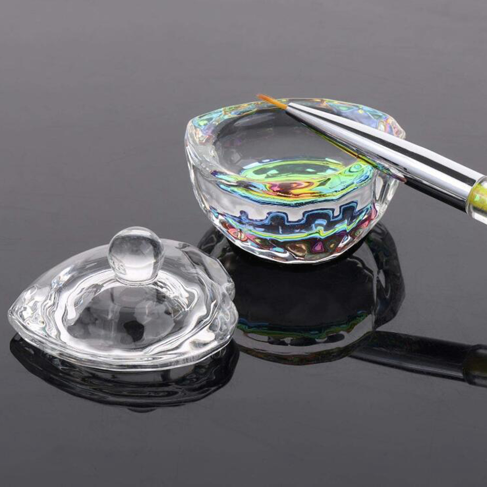Liquid Powder Dappen Dish Crystal Glassware with Lid for Nail Art Dappen Dish Bowl Glass Crystal Cup Glassware