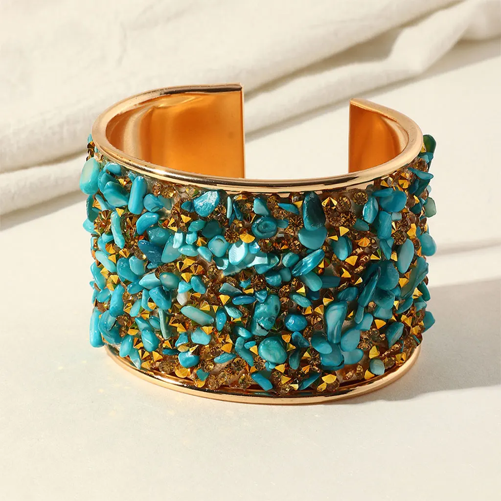 Creative Vintage Colorful Round Ethnic Jewelry Rhinestone Bracelets, for Girl Bridal Fashion Charm Punk ,Evening Party Jewelry
