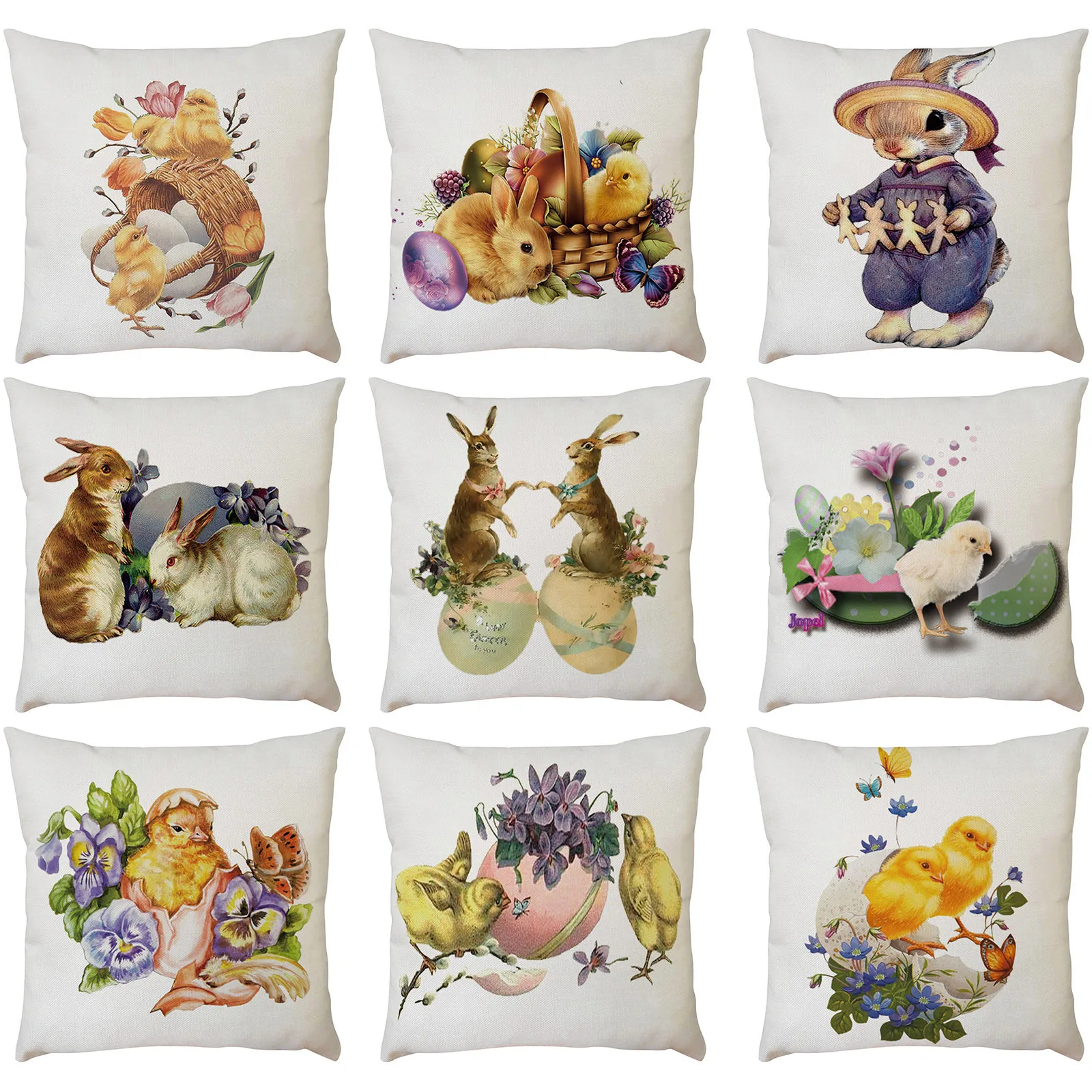 New Cotton Linen printing rabbit sea mew Bear Pillows case Home Decor Cover 