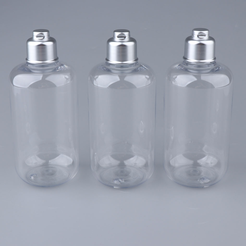 3x 300ml Empty Emulsion Flip Cap Bottles Travel Shower Gel Toner Container