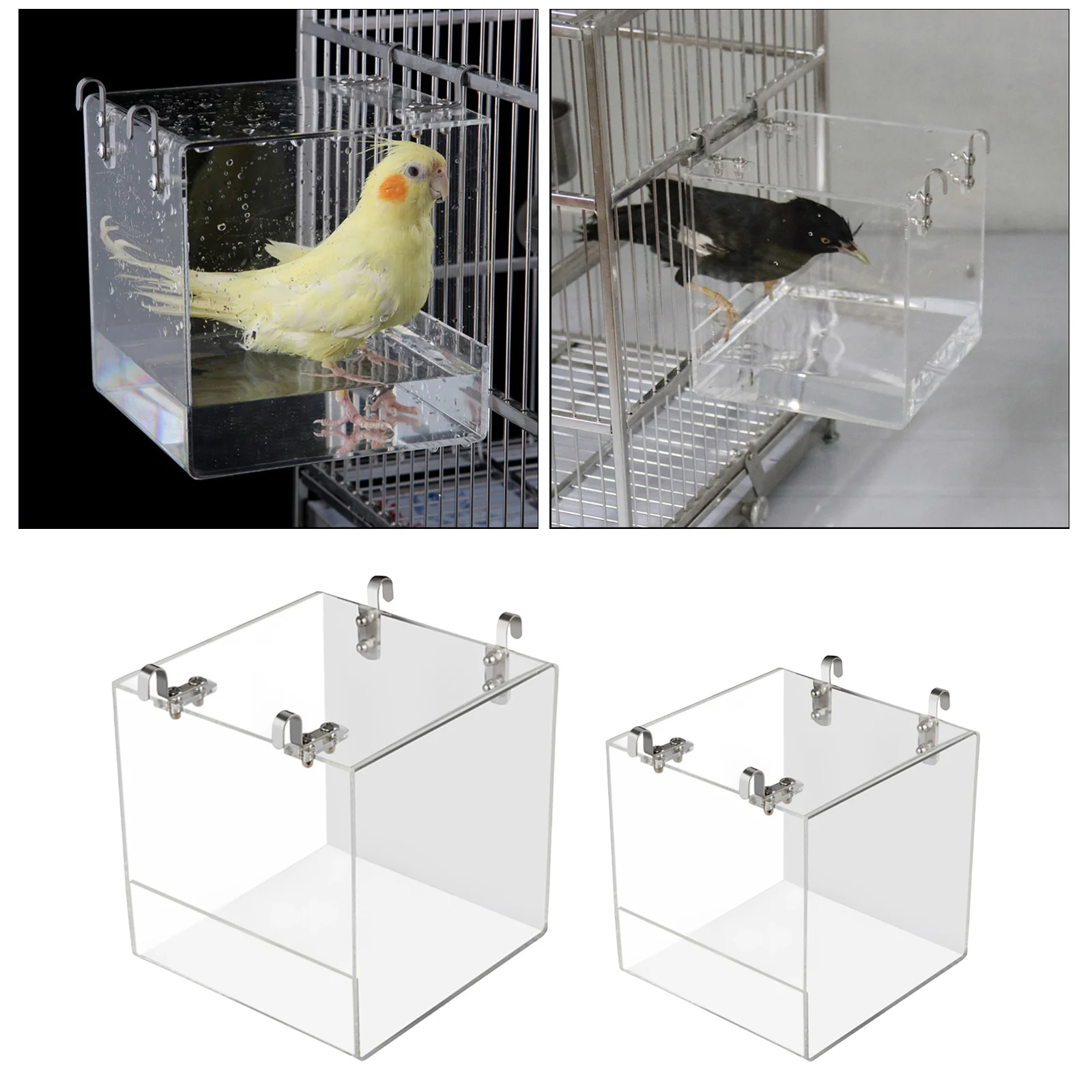Bird Bath Bathtub Bath Box Bird Cleaning Tool Parrot Shower Bath Tub Transparent Acrylic Cage Hanging Accessories