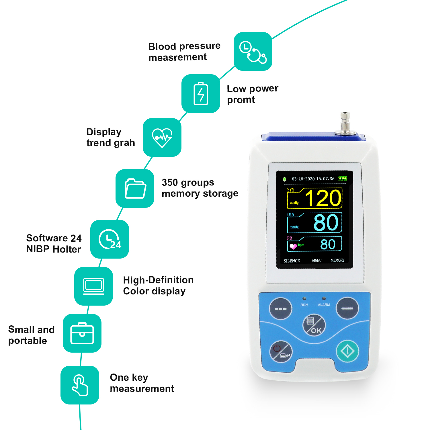 Best of Arm Ambulatory Blood Pressure Monitor 24hours NIBP Holter CONTEC ABPM50+ Adult, Child , Large , 3 Cuffs, Free PC Software Reviews & Tips - Image 5