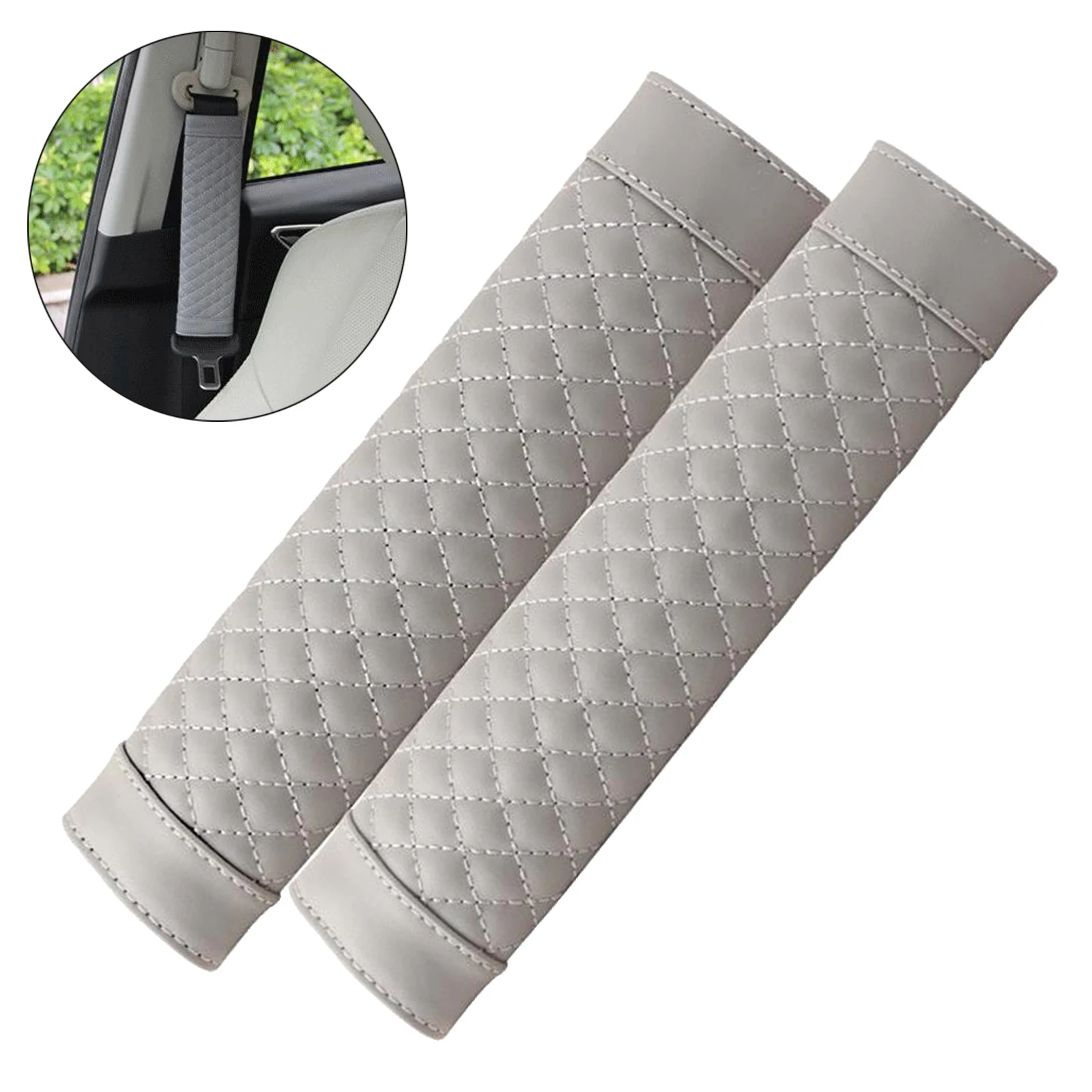 1Pair Universal Auto Car PU Leather Seatbelt Safety Seat Belt Pads Bag Cover Protect You Neck