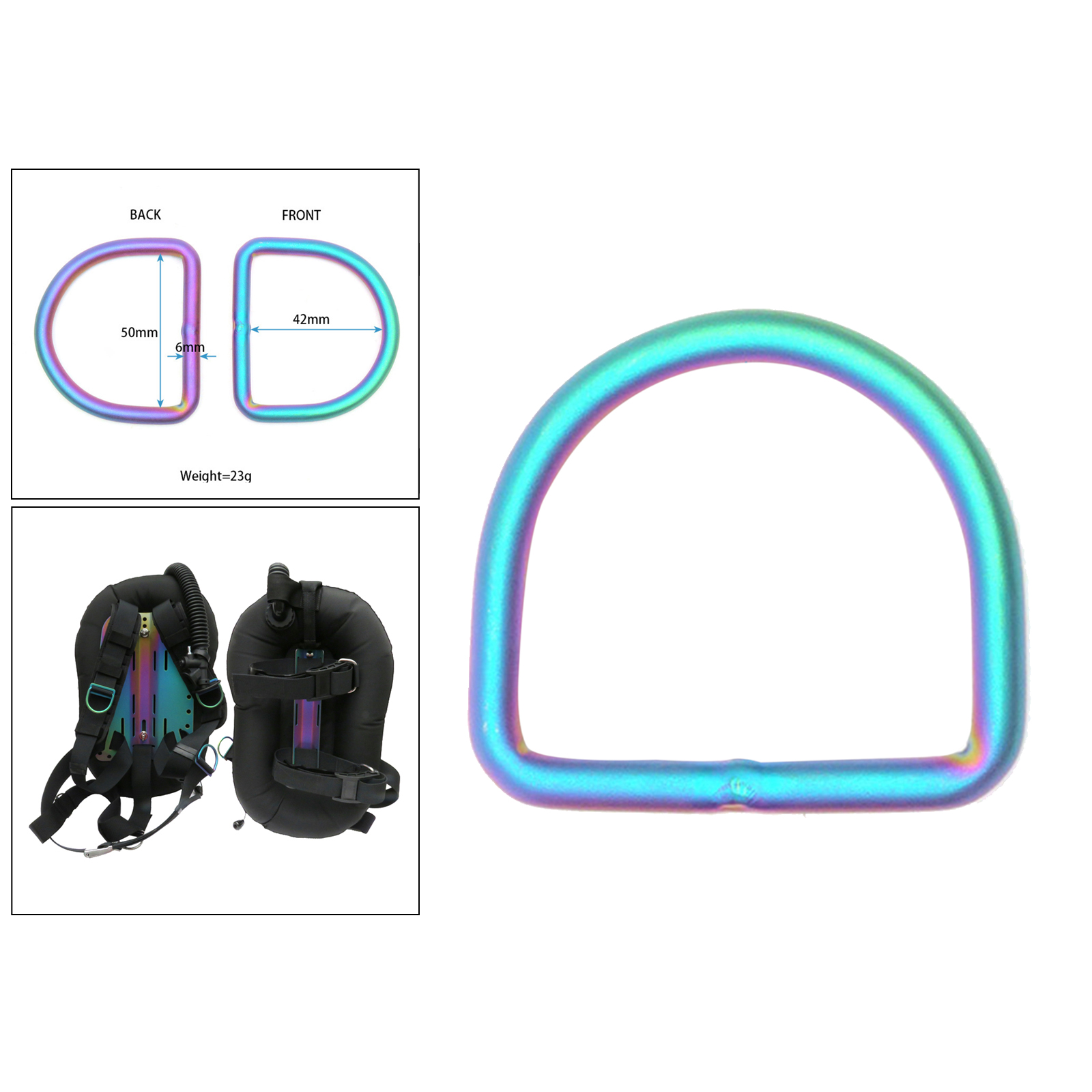 Premium Titanium Alloy 5cm Webbing Weight Belt Keeper Retainer With D Ring and Slider Buckle For Scuba Diving Snorkeling