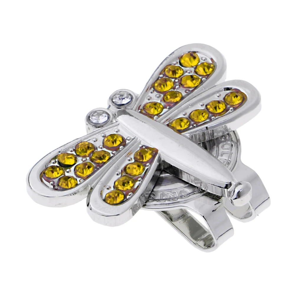 Golf Ball Makers Detachable Magnetic Hat  Visor Clip Dragonfly Shape with Rhinestones Birthday Gift