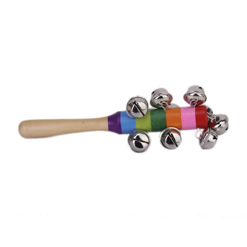 Creative Wooden Jingle Hand Bells Kids Toddler Baby Music Educational Toy Gift 
