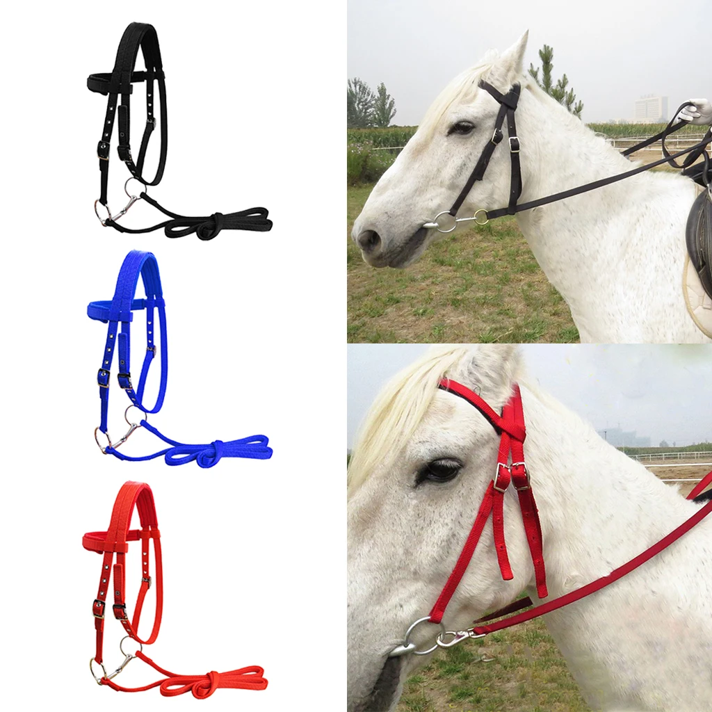 Horse Bridle Rein Harness Headstalls Removable Snaffle Nylon Webbing