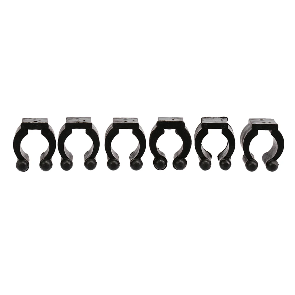 MagiDeal Professional 6Pcs/Lot Small Plastic Cue Clips Round Replacement Cue Clips for Cue Racks Indoor Funny Sport Gifts Black
