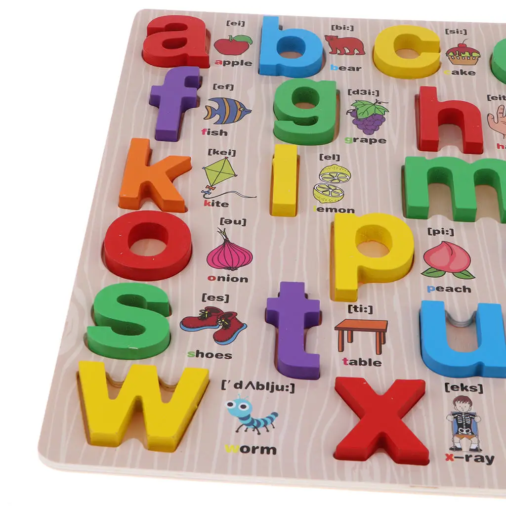 Kids Wooden Letters ABC Alphabet Animal Puzzle Pre-School Learning Jigsaw Toy ne 