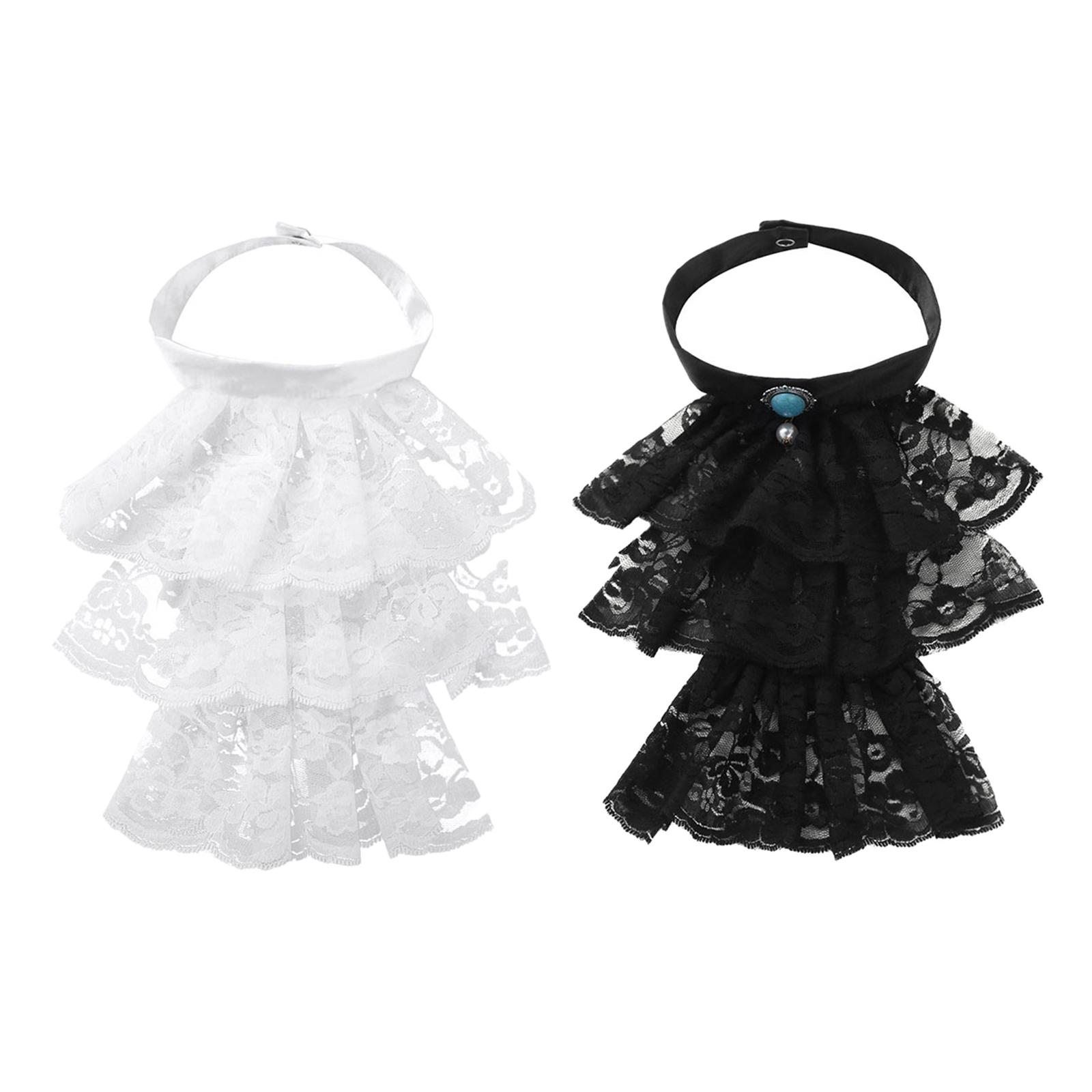 Women Lace Necktie Victorian Steampunk Collar Ruffle Fake False Collar Half Shirt Blouse