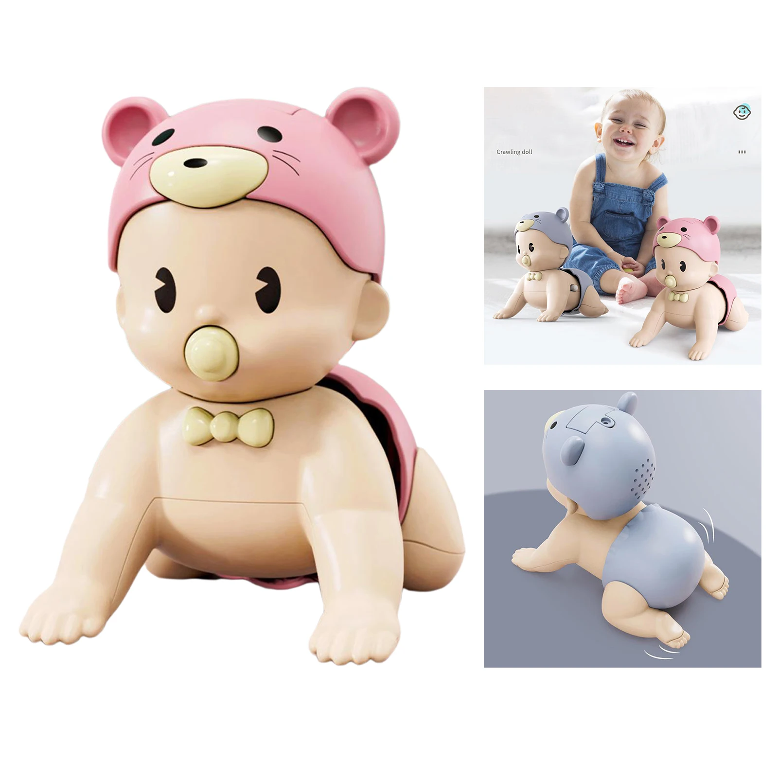 Interactive Crawling Baby Doll Educational with Music Doll Toy Pretend Play Birthday Gifts for 0-12 Month