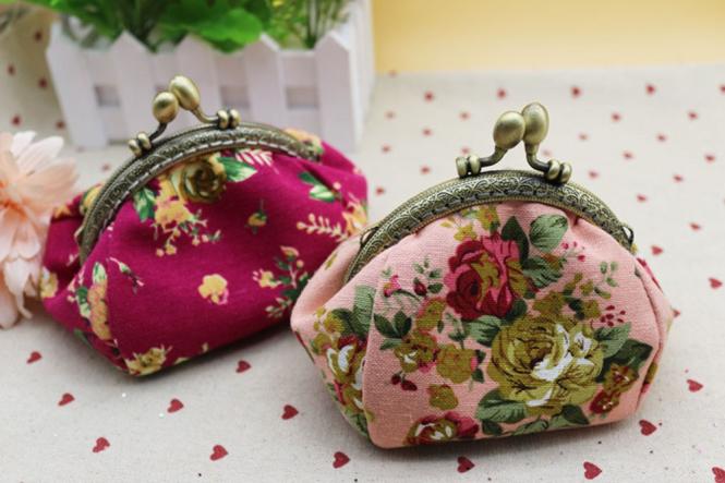 Mini bolsas de flores vintage para mulheres,