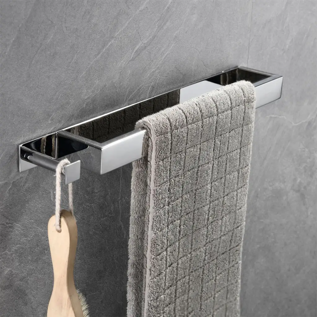 Stainless Steel Towel Bar Holder Rod Wall Mounted Adhesive Bathroom Toilet Towel Rail Rack for Home Hotel Organizer Free Drill