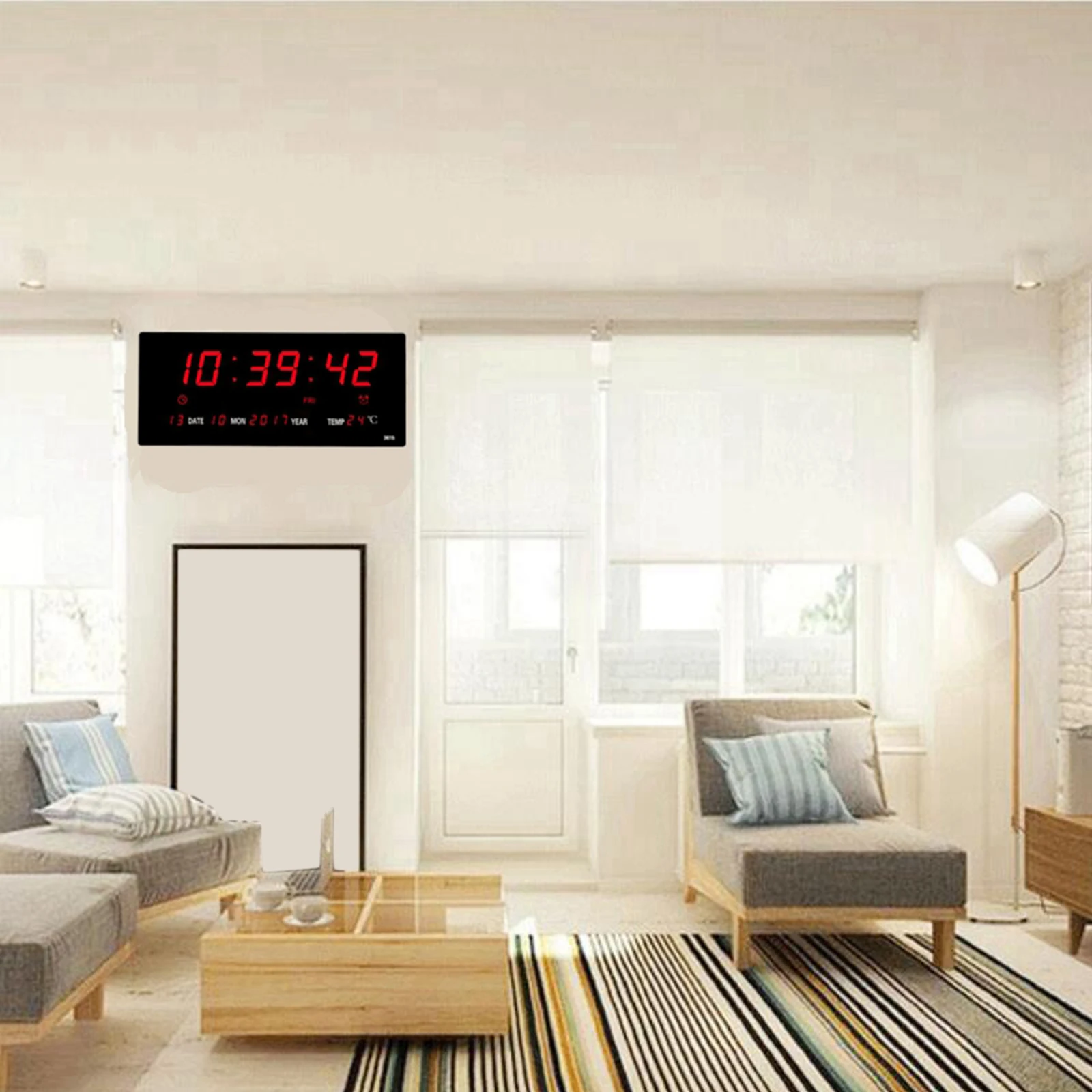 wall watch Electronic Wall Digital Alarm Clock Living Room Study Bedroom Office Decors white wall clock