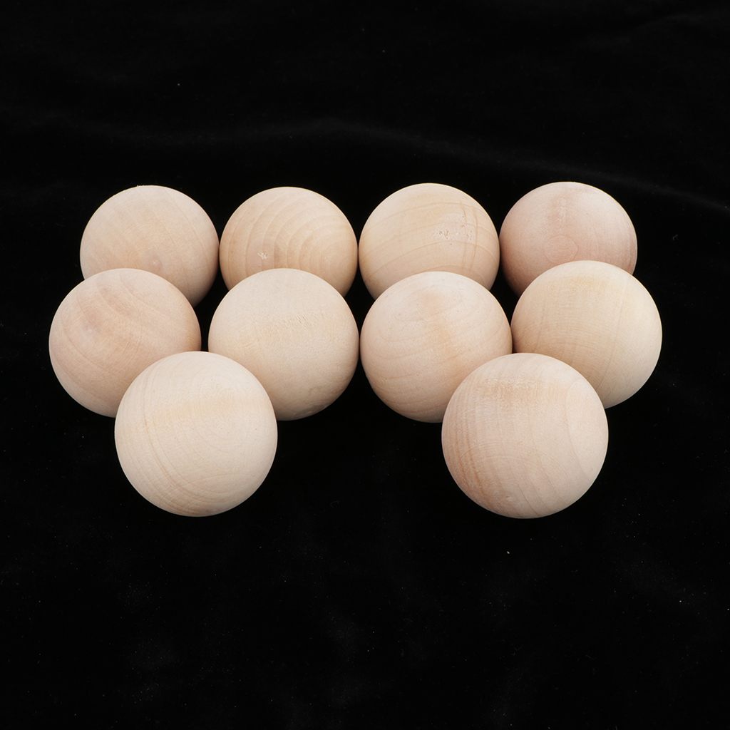 10x Hardwood Balls Solid Natural Beech Wooden Balls Beads Crafts Making 40mm