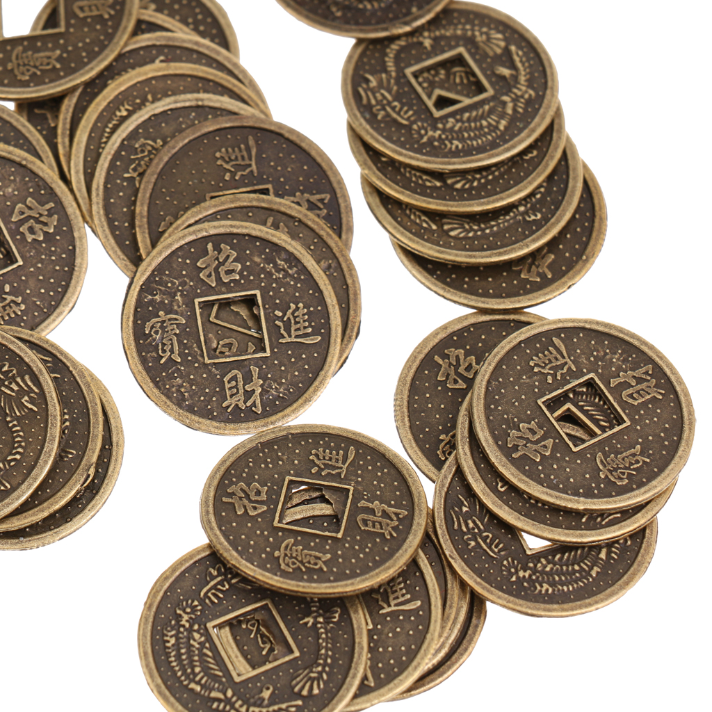 50 Pieces Alloy Chinese Fortune Auspicious Coin Feng Shui I-ching Lucky Coins Artificial Souvenir Decoration 2cm Dia.