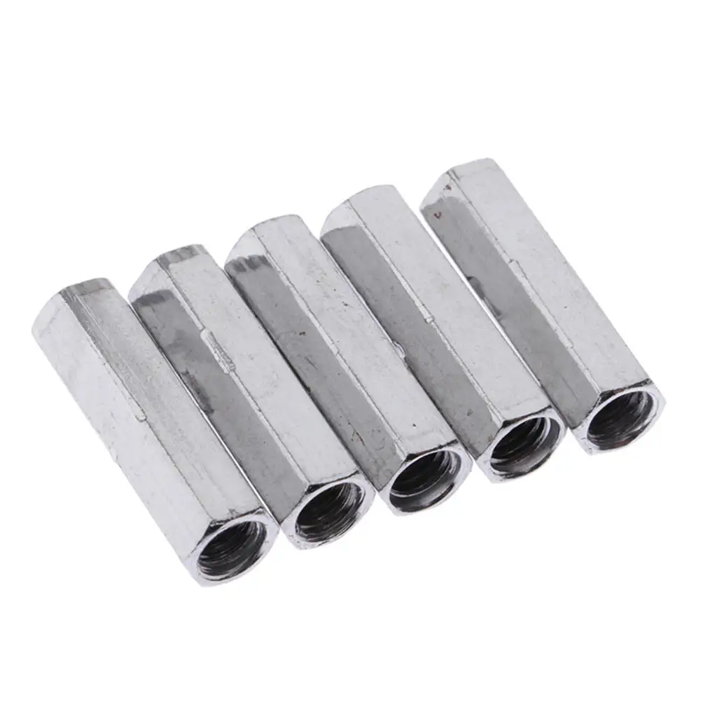 5 x Long Rod Coupling Hex Nut For Connect Screw Drum Set Kit Parts Accessory