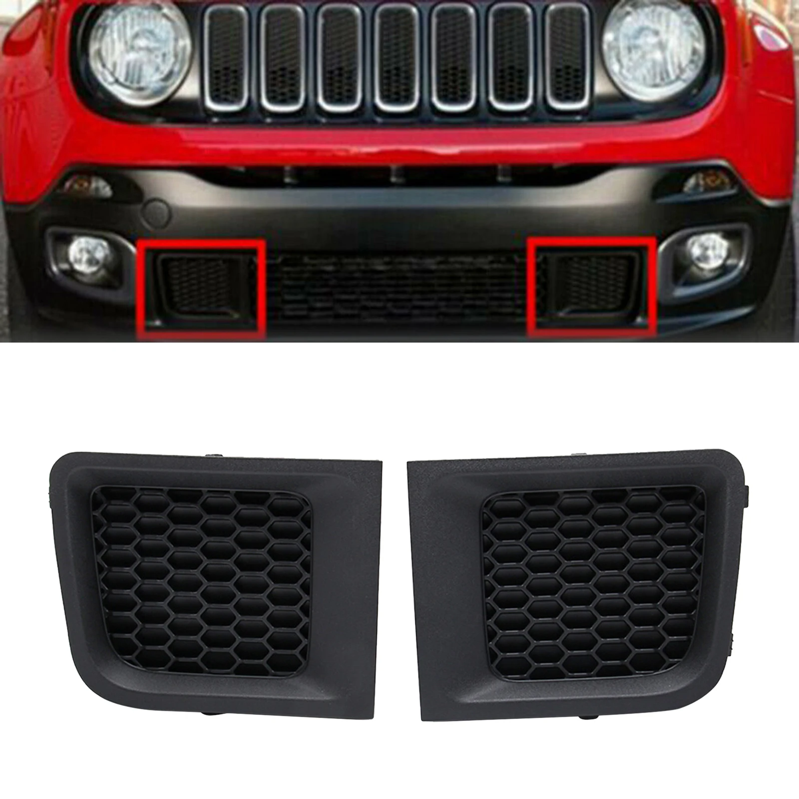 L+ R Front Bumper Lower Grille Bezel Cover for Jeep  2015-2017