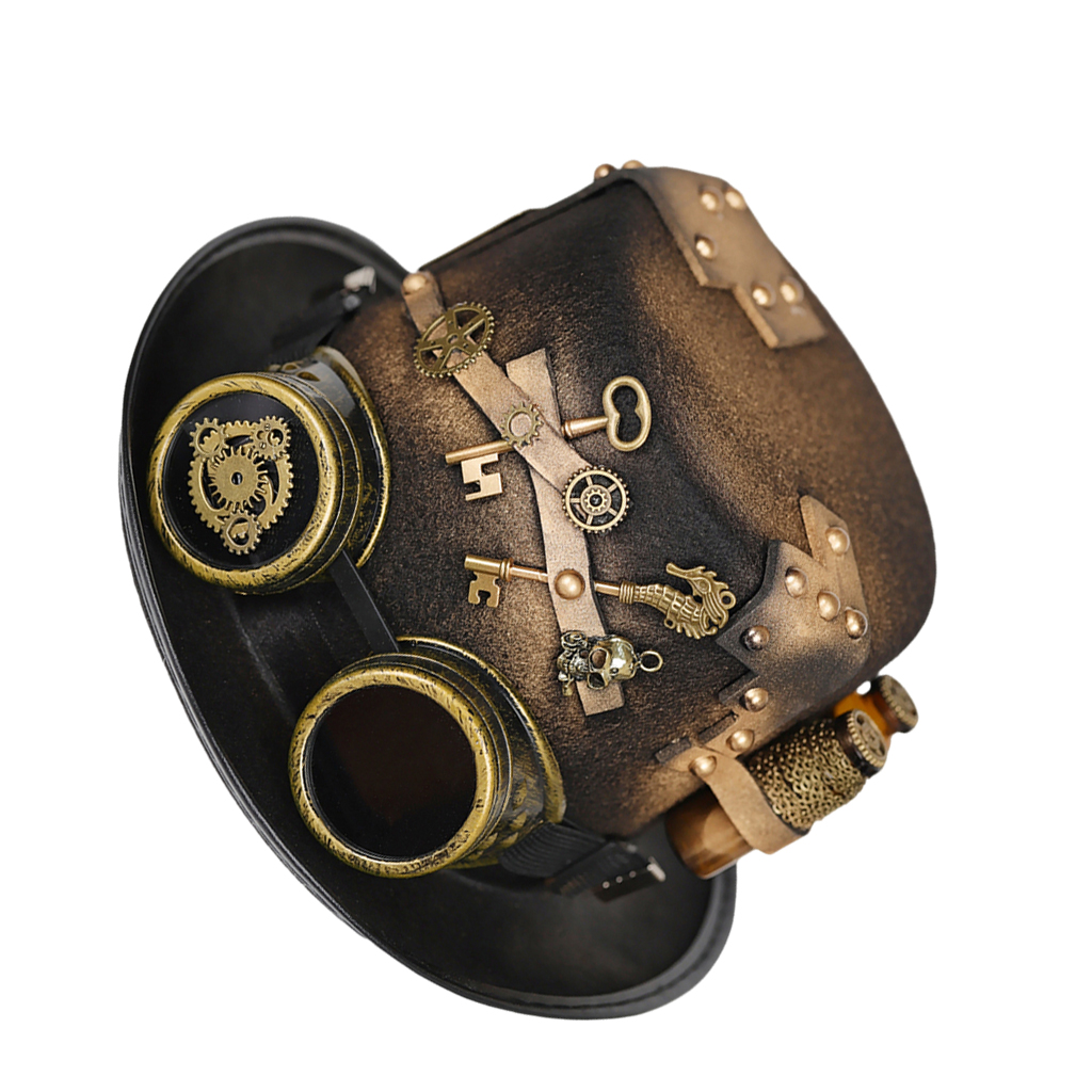 Funny Gothic Gear Glasses Floral Formal Top Hat Studded Women Men Deluxe Ringmaster Steampunk Party Caps Vintage Fedora Costume