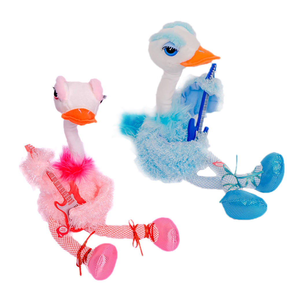 Lovely Electric Soft Plush Flamingo Holding Guitar Toy Dancing Singing Stuffed Doll Kids Gift Home Decor