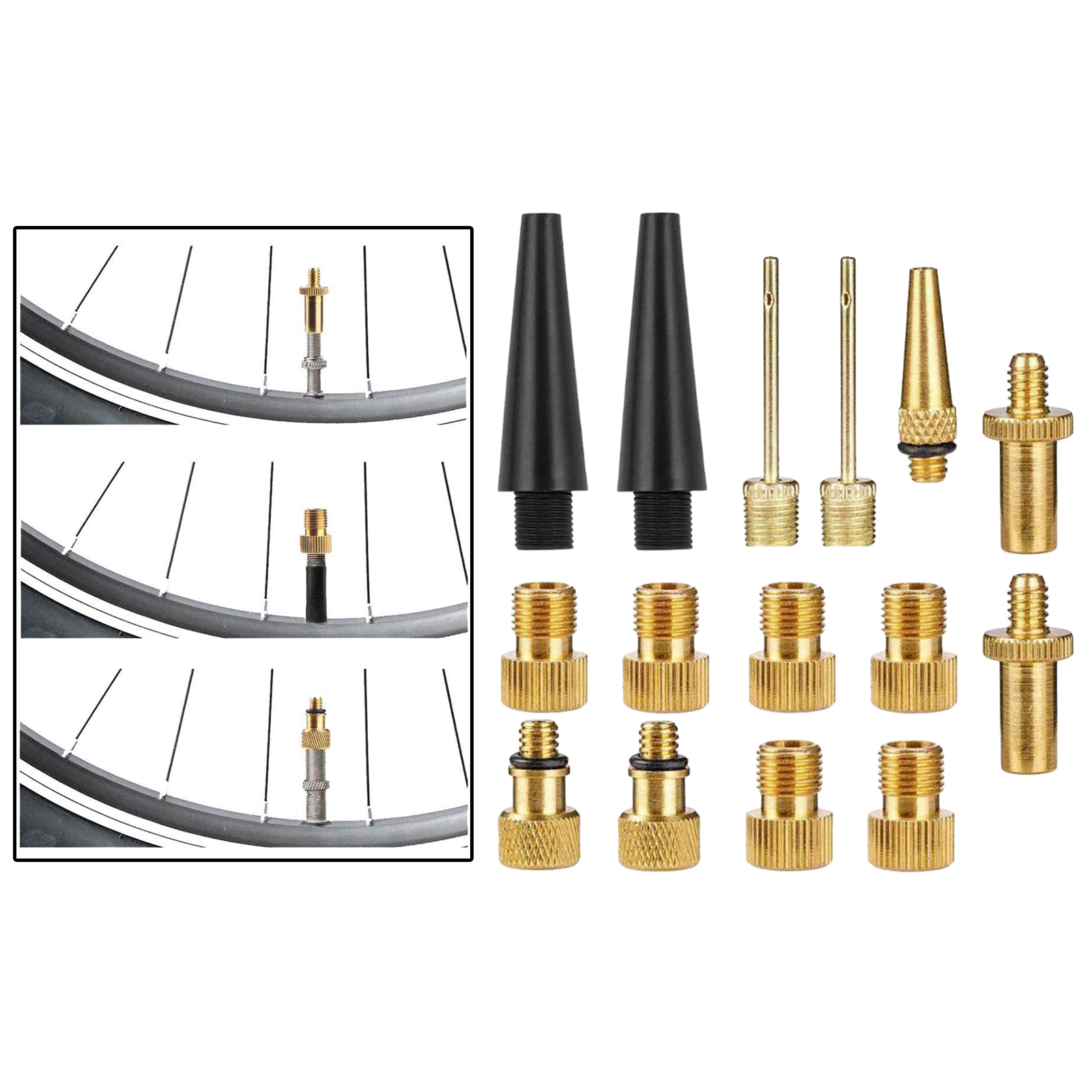 Road Bike Valve Adapter Converter Bicycle Pump Tube Presta To Schrader with Sealing O-Ring Cycle Accessories Needle Converter