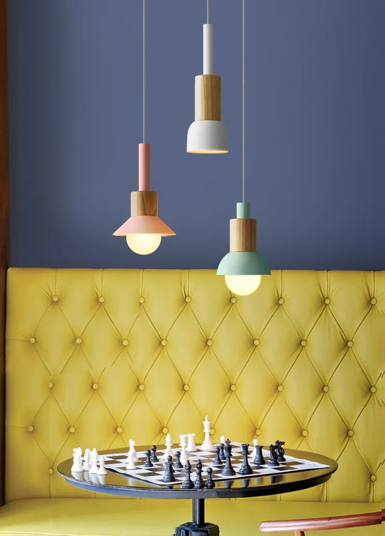 nórdico, simples, luminária colorida led, decoração de casa, bar, cozinha, hotel