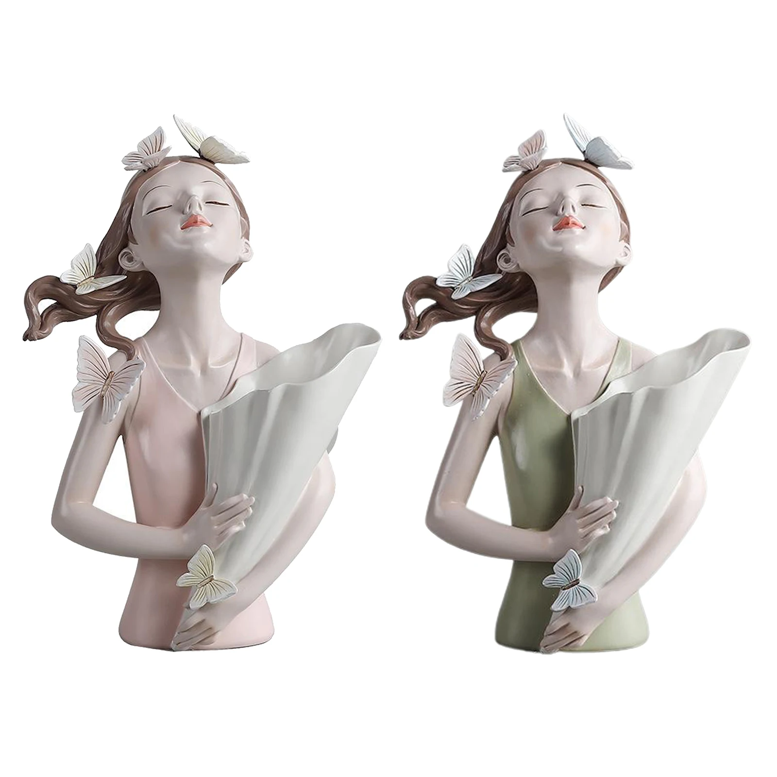 Nordic Butterfly Fairy Girl Dry Flower Vase Pot Minimalism Art Decoration , Home Centerpieces Resin Figurines Statues