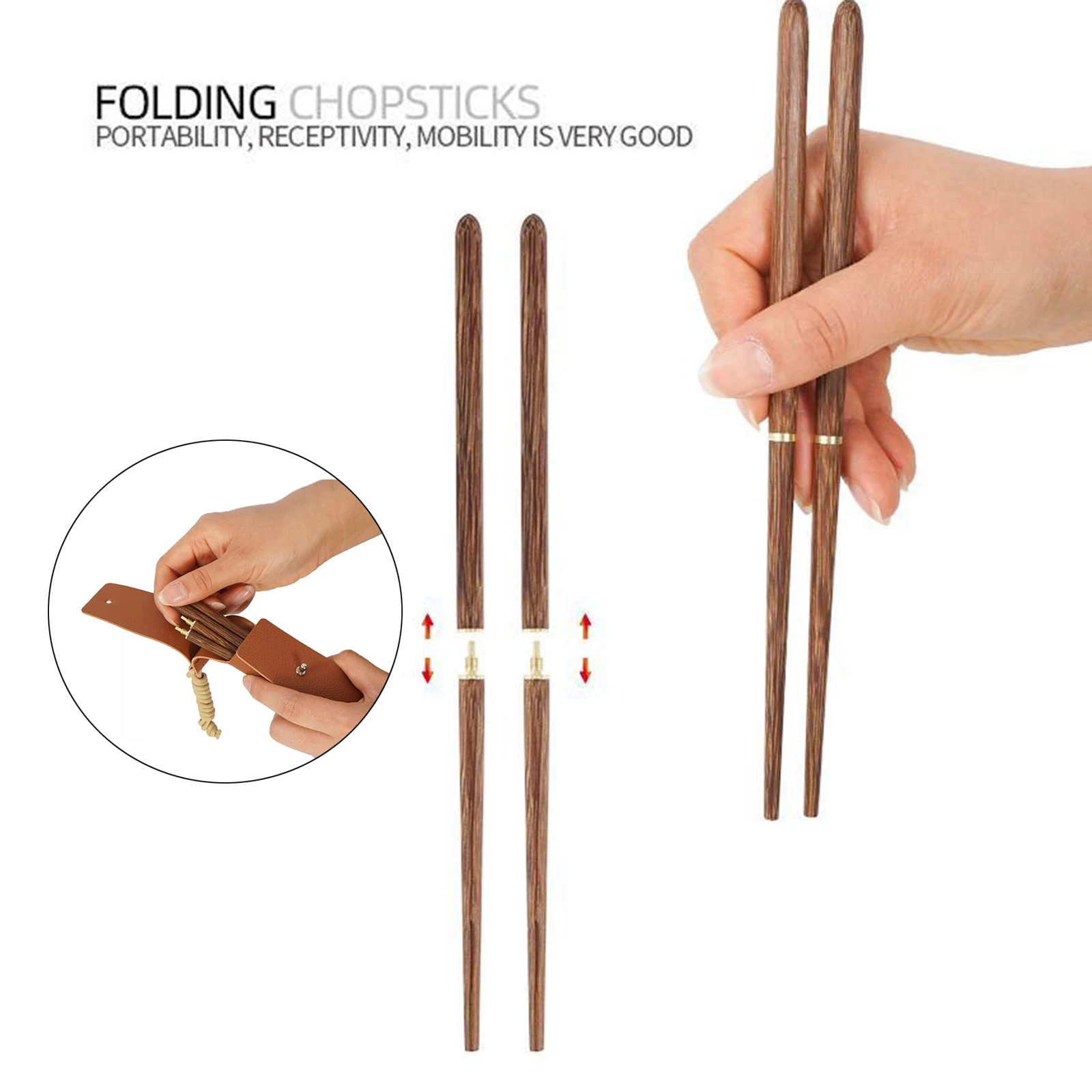 1Pair Outdoor Folding Wooden Chopsticks Tableware School Fishing Hiking