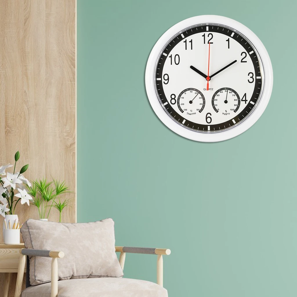 Quartz Wall Clock Temperature Humidity Display Modern Decorative for Home