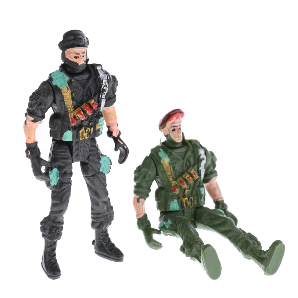 Prettyia 90PCS Military Playset Plastic Kid Toy Soldier Army Men 5cm Figures 