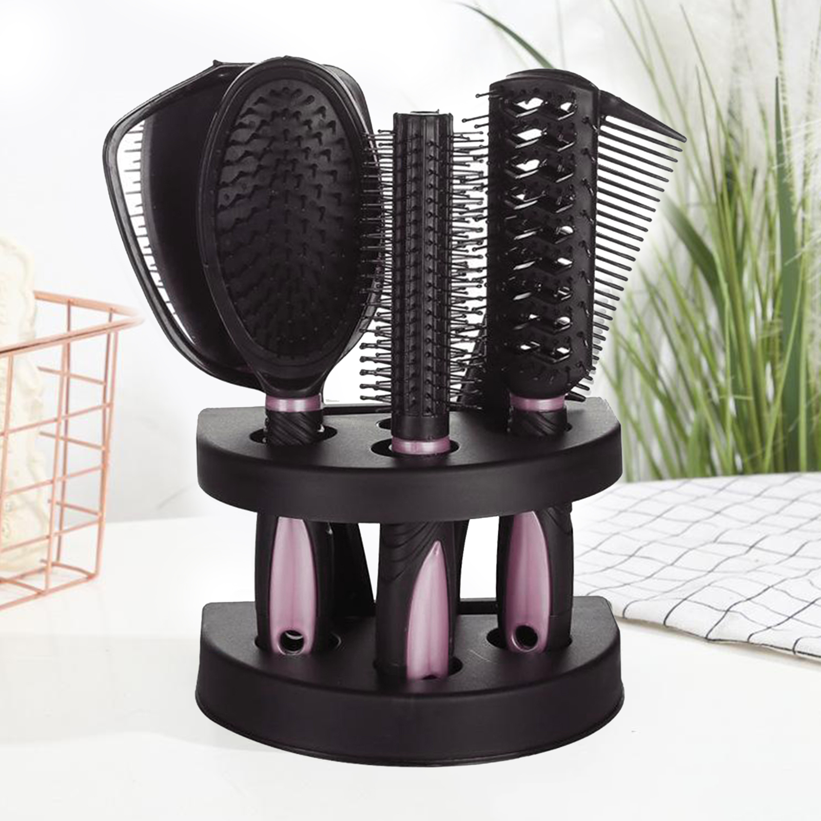 New 5Pcs Salon Hairbrush Ladies Styling Hair Brush Massage Comb Set Kit Pack