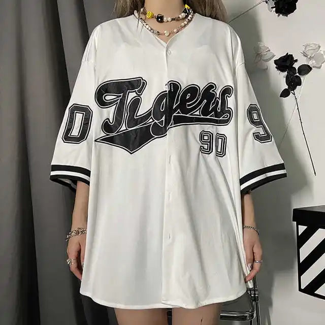 Baseball Shirt Women And Men Hippe Vintage Oversize Hip Hop Streetwear  Korean Style Short Half Sleeve Button Up Blouse Summer - T-shirts -  AliExpress