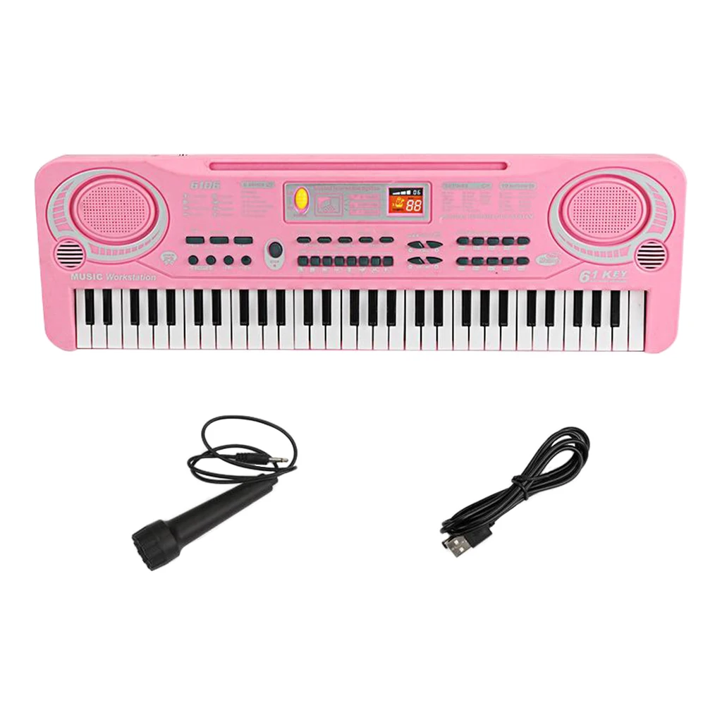61 Keys Electronic Keyboard Piano Musical Toys Kids Toy W/ Mic for Kids