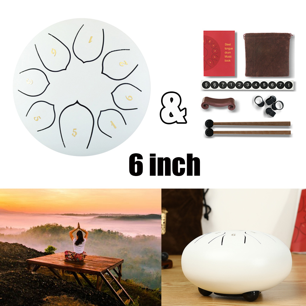 6 Inch Steel Tongue Drum C-Key 8 Notes Handpan Drum For Beginner Adult Kid