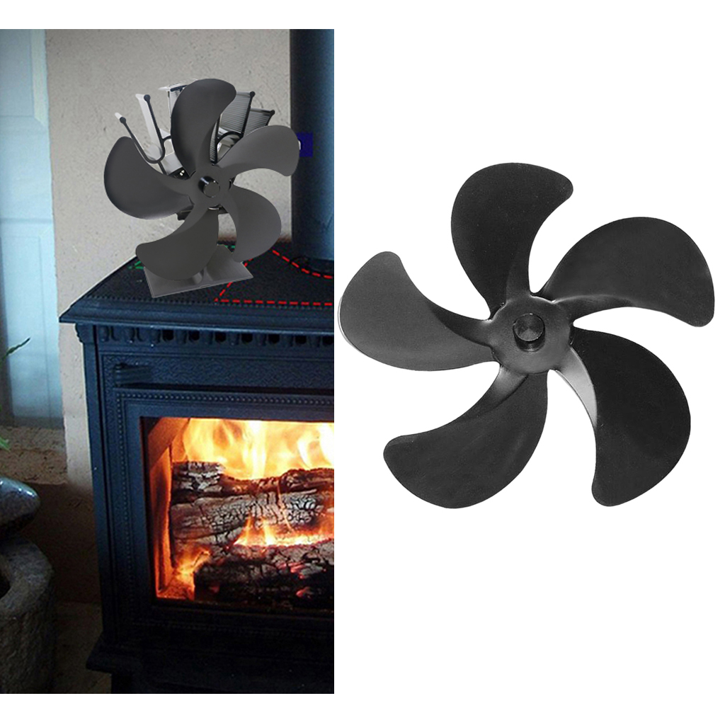 5 Blade Wood   Fan Fireplace Fire Heat Power Saving Eco Fan Replacement