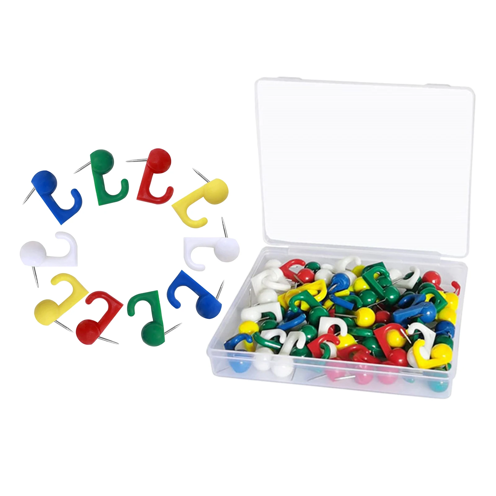 100 Pcs Heads Pin Tacks Decorative Plastic Hooks Thumb Tacks for Cork Board Supplies School Christmas Decorations