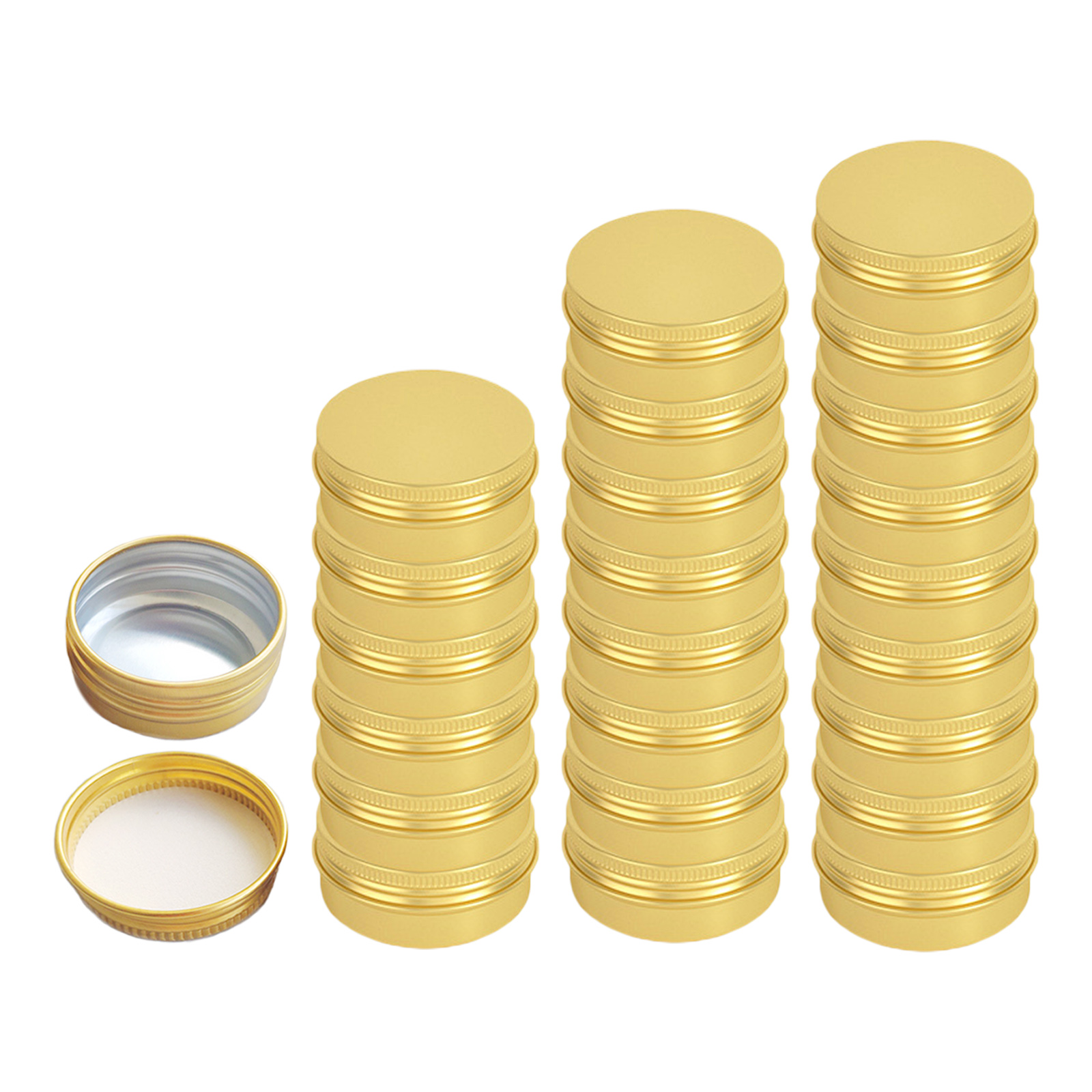 24Pcs 15ml Travel Tin Cans Screw Lid Round Aluminum Metal Case Golden