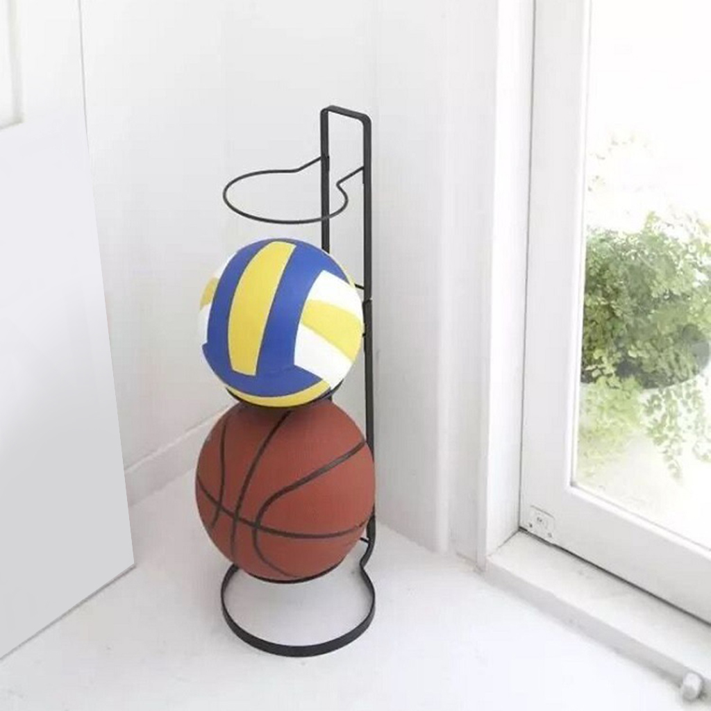 Black Metal Basketball Display Storage Rack Shelf Balls Holder Space Saver