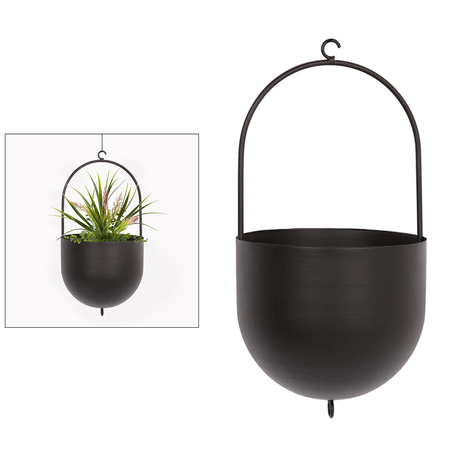 Metal Hanging Planter Swing Flower Pot Plant Holder with Hook for Small Succulent Decoration Balcony Living Room