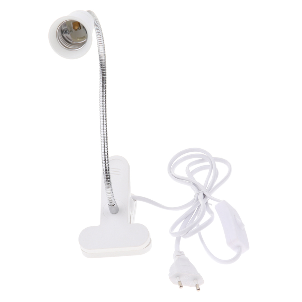 EU Plug E27 Clip On Reading Light Base Desk Reading Lamp Socket White